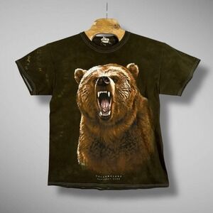 Vintage Yellowstone Park Grizzly Bear Shirt Oversize Graphic Mens L Wildlife